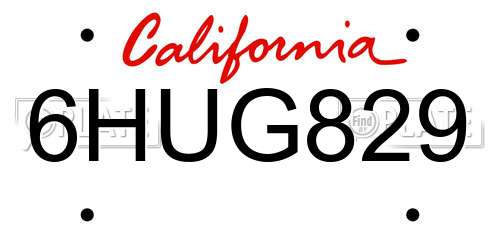 6HUG829 California License Plate