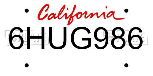 6HUG986 California License Plate