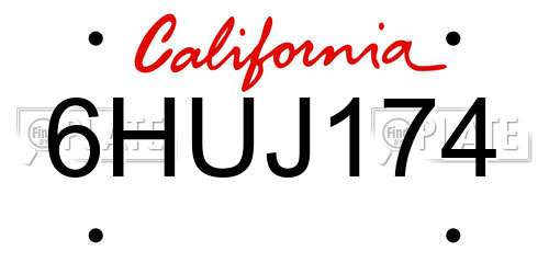 6HUJ174 California License Plate