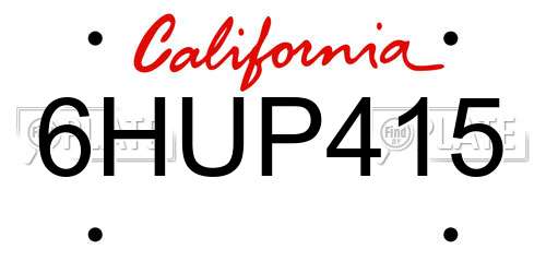 6HUP415 California License Plate
