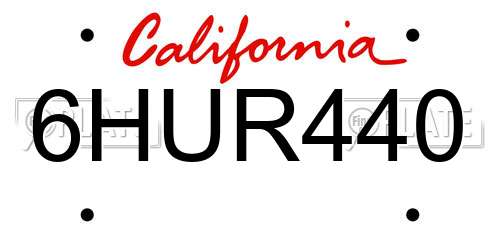 6HUR440 California License Plate