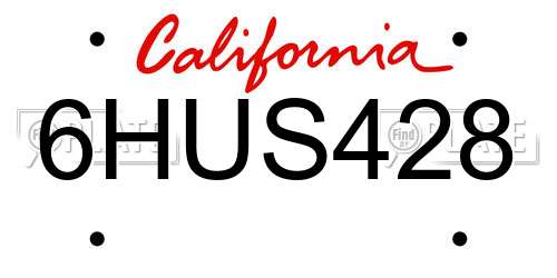 6HUS428 California License Plate