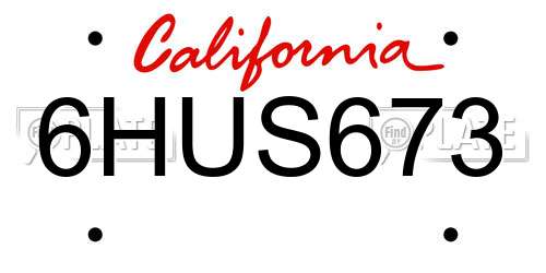 6HUS673 California License Plate