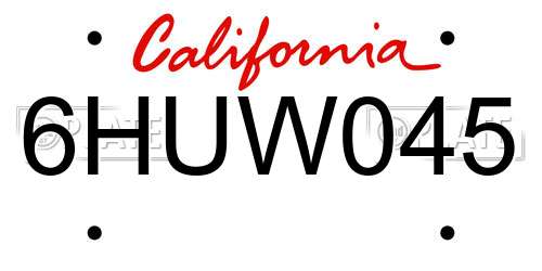 6HUW045 California License Plate