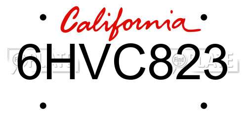 6HVC823 California License Plate