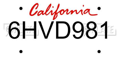 6HVD981 California License Plate
