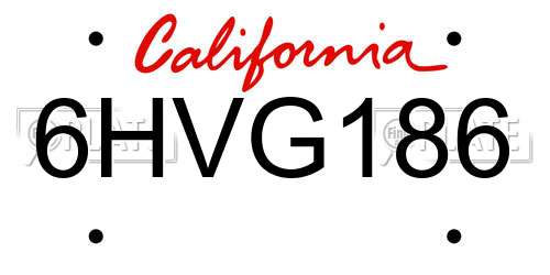 6HVG186 California License Plate