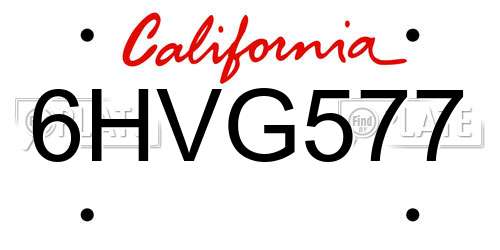 6HVG577 California License Plate