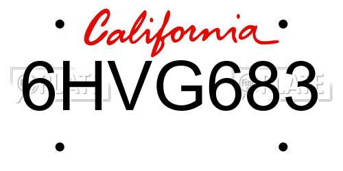 6HVG683 California License Plate