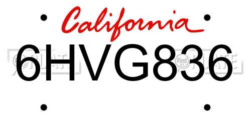 6HVG836 California License Plate