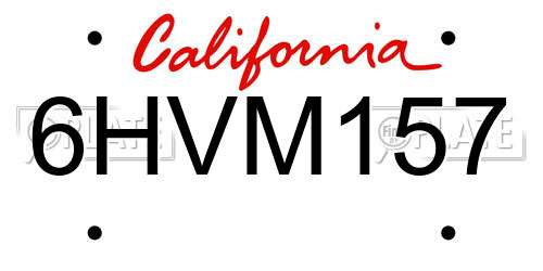 6HVM157 California License Plate