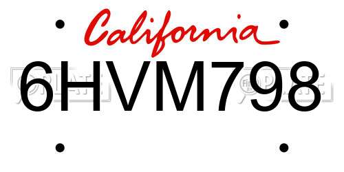 6HVM798 California License Plate