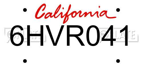 6HVR041 California License Plate