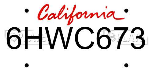 6HWC673 California License Plate