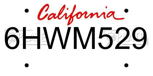 6HWM529 California License Plate