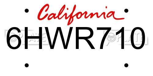 6HWR710 California License Plate