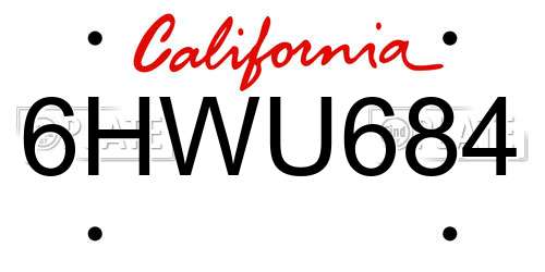 6HWU684 California License Plate