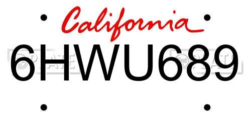 6HWU689 California License Plate