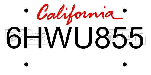 6HWU855 California License Plate