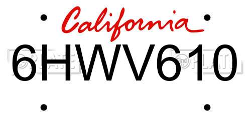 6HWV610 California License Plate