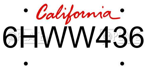 6HWW436 California License Plate