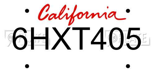 6HXT405 California License Plate