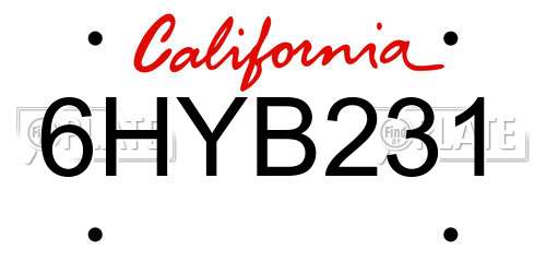 6HYB231 California License Plate