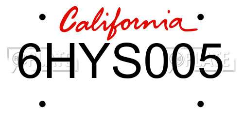 6HYS005 California License Plate