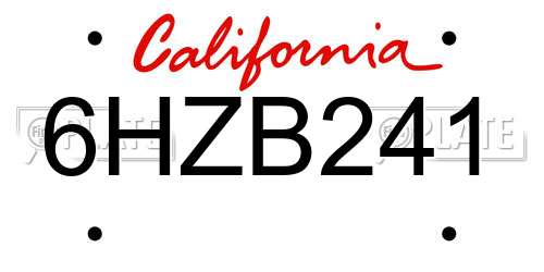 6HZB241 California License Plate