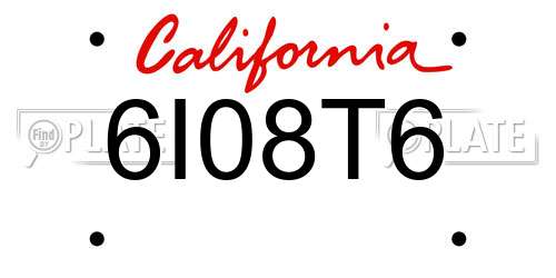 6I08T6 California License Plate