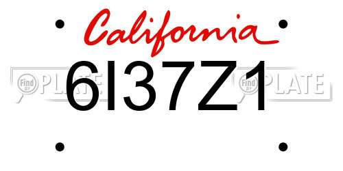 6I37Z1 California License Plate