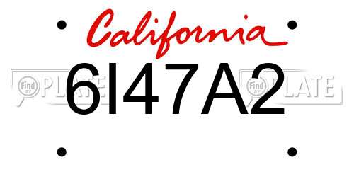 6I47A2 California License Plate