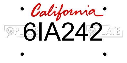 6IA242 California License Plate