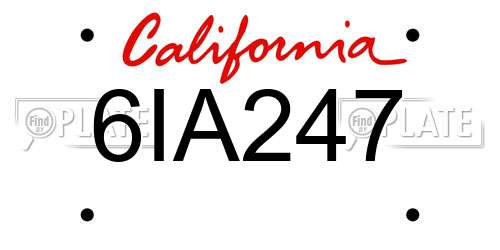 6IA247 California License Plate