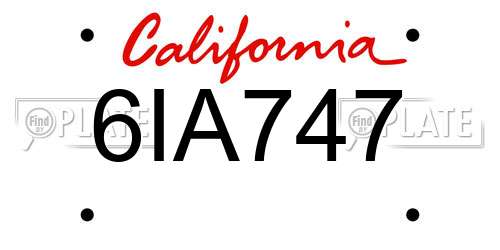 6IA747 California License Plate