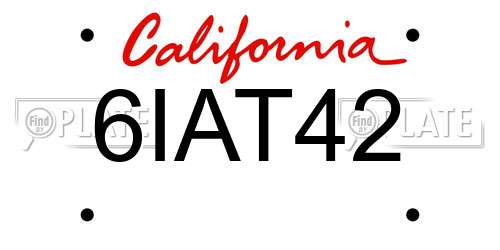 6IAT42 California License Plate