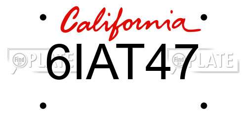 6IAT47 California License Plate