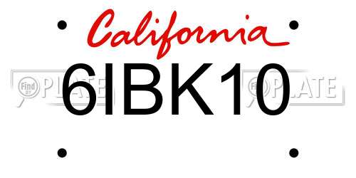 6IBK10 California License Plate