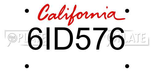 6ID576 California License Plate