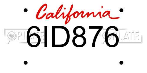 6ID876 California License Plate