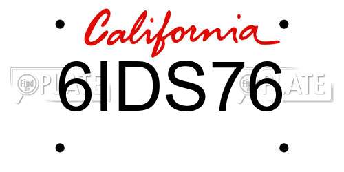 6IDS76 California License Plate