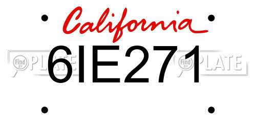 6IE271 California License Plate