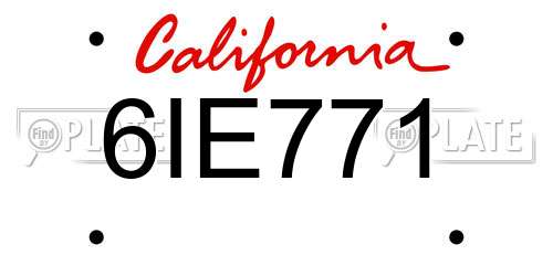 6IE771 California License Plate