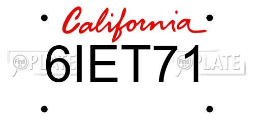 6IET71 California License Plate