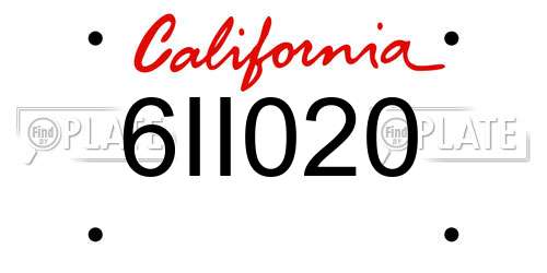 6II020 California License Plate