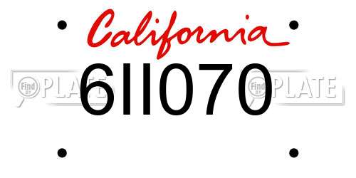 6II070 California License Plate