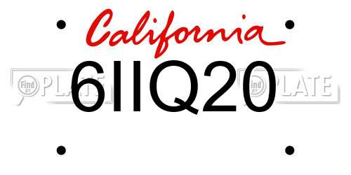 6IIQ20 California License Plate