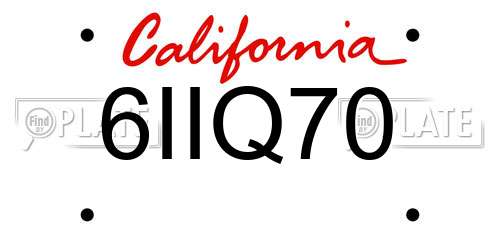 6IIQ70 California License Plate
