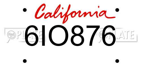 6IO876 California License Plate