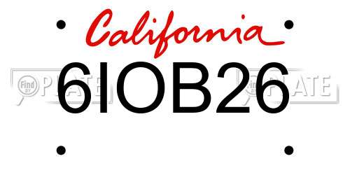 6IOB26 California License Plate